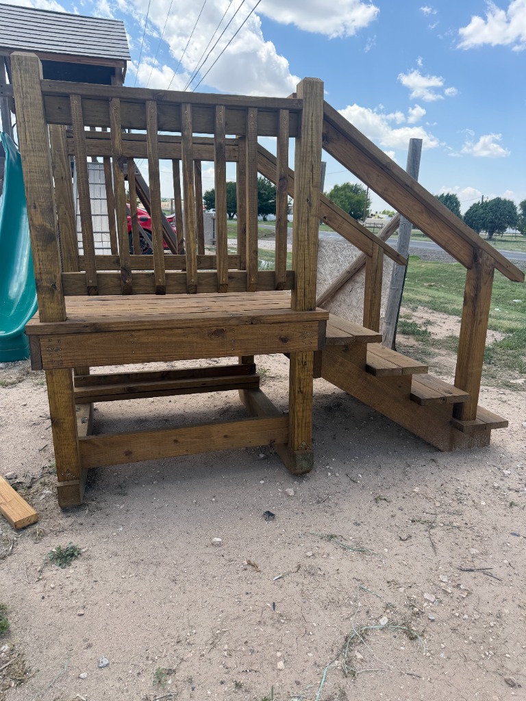 Deck build with angled stairs