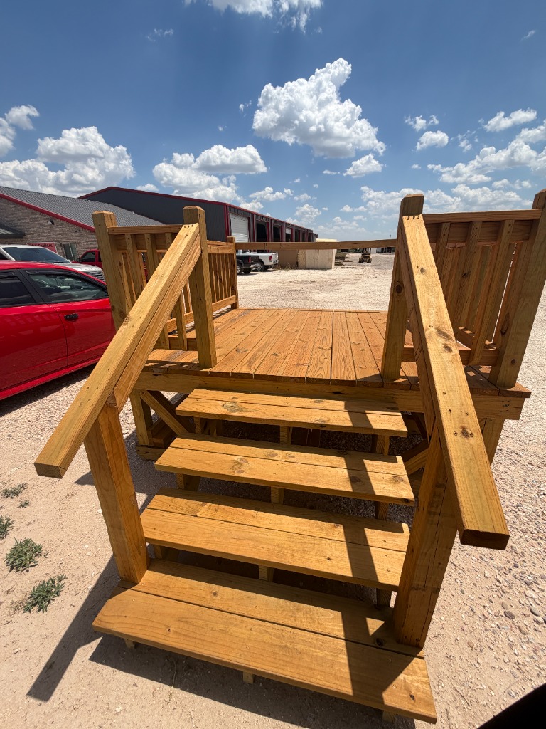 Custom-built deck with stairs and railings